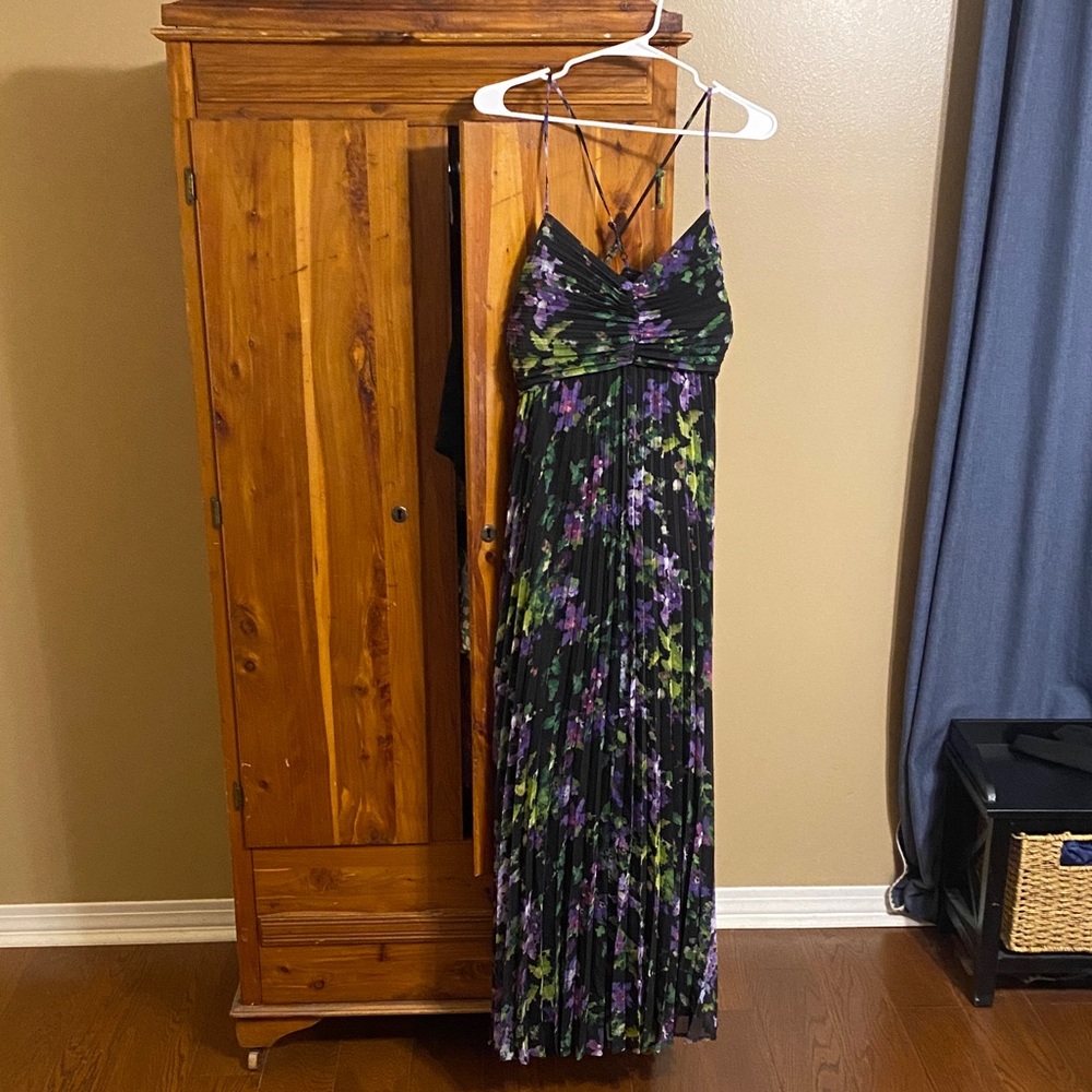 Express Black and Purple Floral Maxi Dress